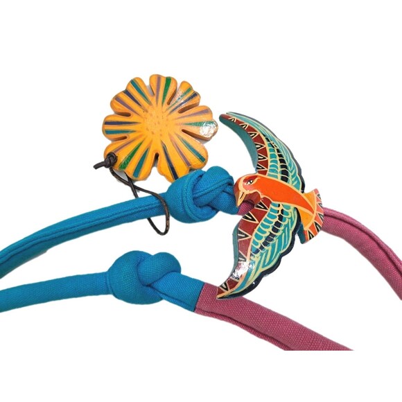 Laurie Burch Sun Sand Bag Large Parrot Bird Paradise Beach Blue Pink Hawaiian - Picture 3 of 12